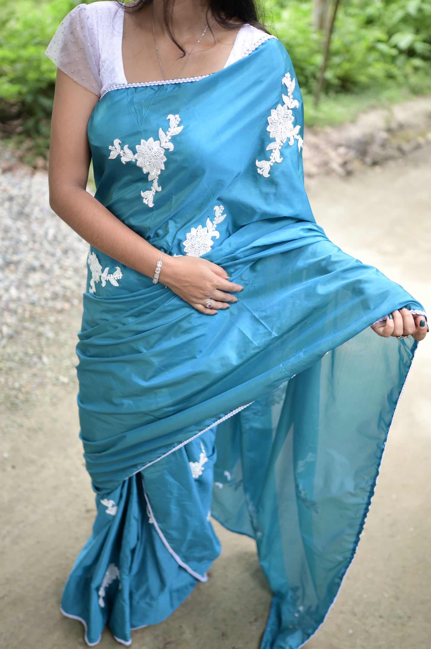 Makhela sador - Teal Bloom